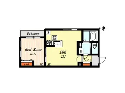 PREVIA M(1LDK/1階)の間取り写真