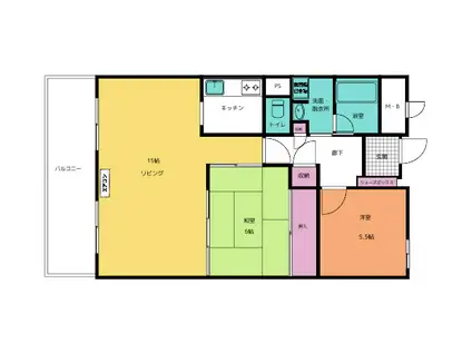 センチュリーハイツ日名子(2LDK/9階)の間取り写真