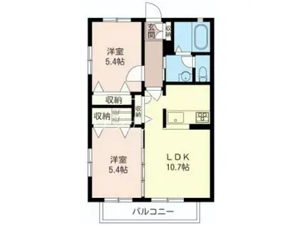 サンハイツ桂台B(2LDK/2階)の間取り写真