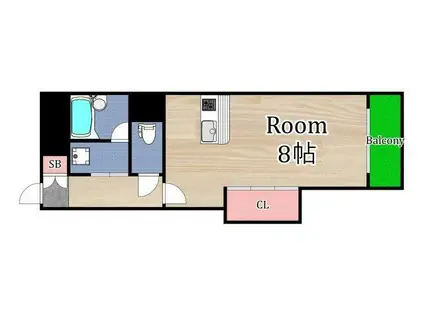 エルプラド京橋8号棟(1K/1階)の間取り写真