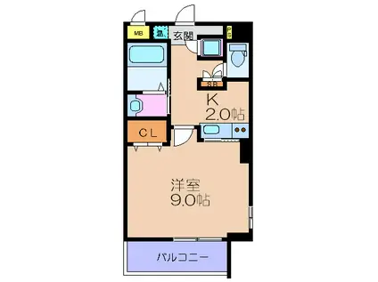 PINUS海老江(1K/2階)の間取り写真