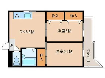 ハイツ須磨(2DK/2階)の間取り写真