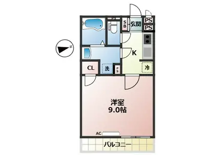 イクシオ花小金井(1K/2階)の間取り写真