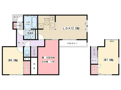 ハレレア・ラニ(2LDK/1階)の間取り写真