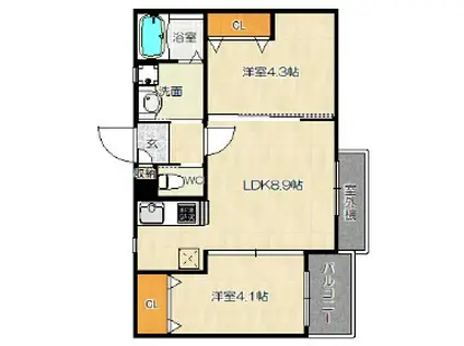 PARKテルモ(2LDK/2階)の間取り写真