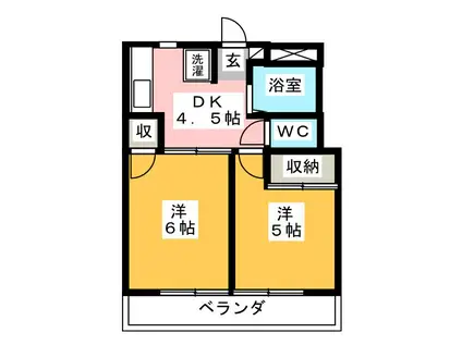 モンシャトー石神井成和(2DK/1階)の間取り写真