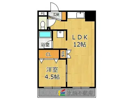 ヘブンフィールド荒江(1LDK/4階)の間取り写真
