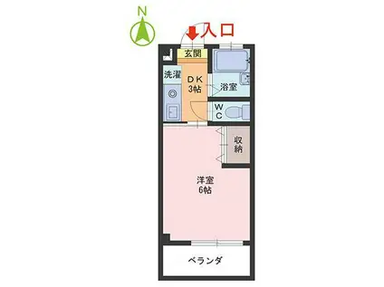 AMI-III(1DK/2階)の間取り写真