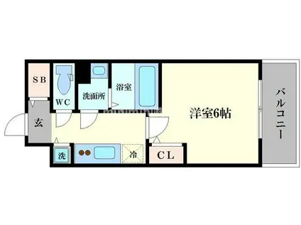 エスリード難波ザ・アーク(1K/7階)の間取り写真