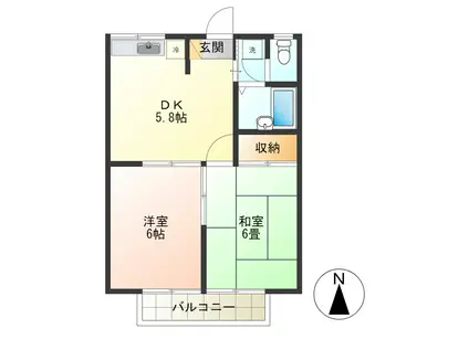 エステートピア(2DK/2階)の間取り写真