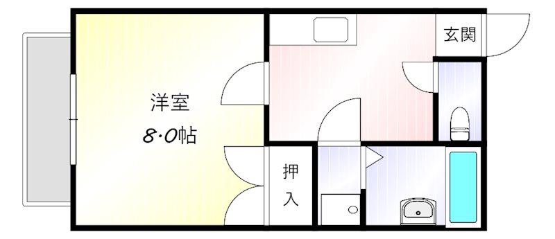 フローラルハイムIII(1K/1階)の間取り写真
