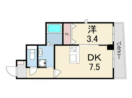 シェモア・グランデ西宮I(1DK/3階)の間取り写真