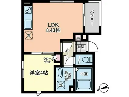 コンフィデンス東大宮D(1LDK/3階)の間取り写真
