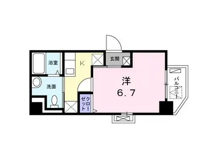 ラグビアンカ大和町(1K/4階)の間取り写真