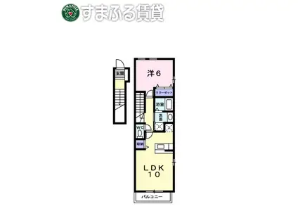 シャルマンプラースI(1LDK/2階)の間取り写真