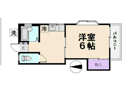 KRコーポ(1K/2階)の間取り写真