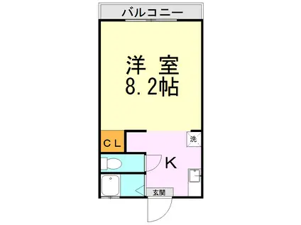 OSハウスB(1K/2階)の間取り写真