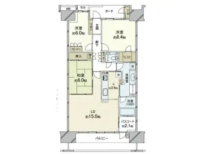 ガーデンアソシエ F棟(3LDK/14階)の間取り写真