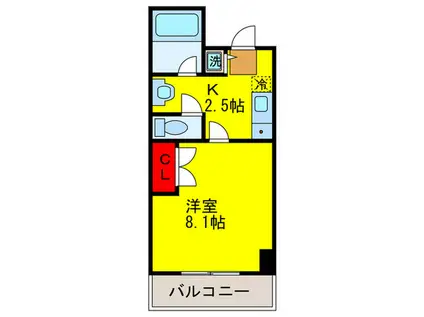 グリーンハイツ豊川IIA(1K/1階)の間取り写真