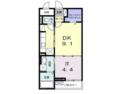 マグノリア湘南(1LDK/1階)の間取り写真