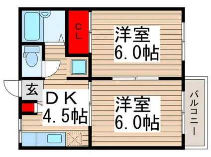 メゾントヨタホーム(2DK/2階)の間取り写真