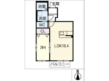 VILLAGE西口I(1LDK/1階)の間取り写真