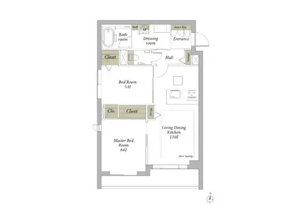 ソフィア新宿(2LDK/1階)の間取り写真