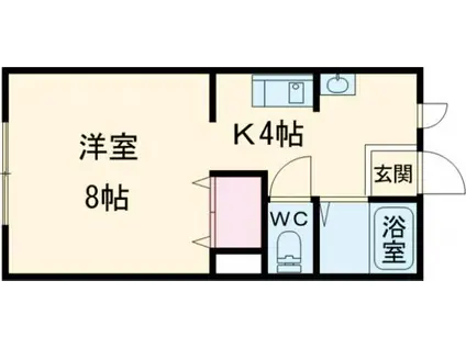 フラッツ桂木(1K/1階)の間取り写真