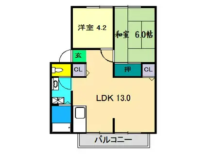 イチゴハイツI(2LDK/2階)の間取り写真