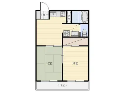 ブルースカイI(2DK/2階)の間取り写真
