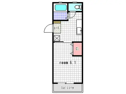 パルデンス(1K/2階)の間取り写真