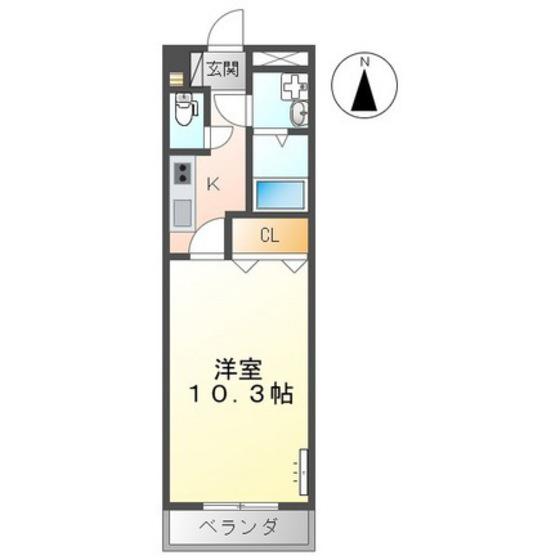 クオリティハイムK(1K/2階)の間取り写真