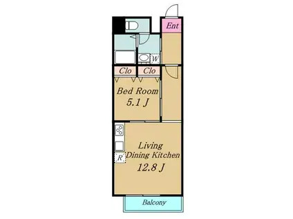 GRACE HEIGHTS YAYOICHO(1LDK/2階)の間取り写真