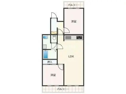 フィガロハウス銀座(2LDK/3階)の間取り写真