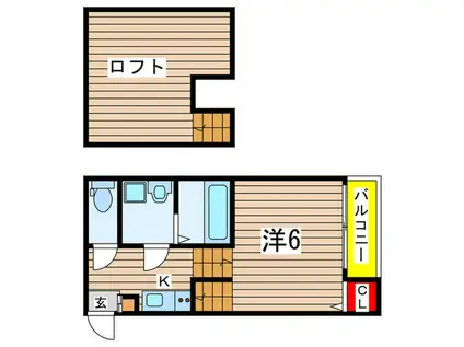 メゾン本千葉(1K/2階)の間取り写真