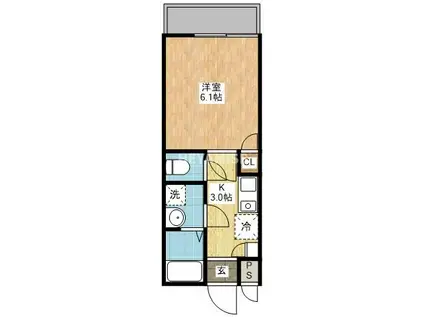 ヴィオラ東町II(1K/1階)の間取り写真