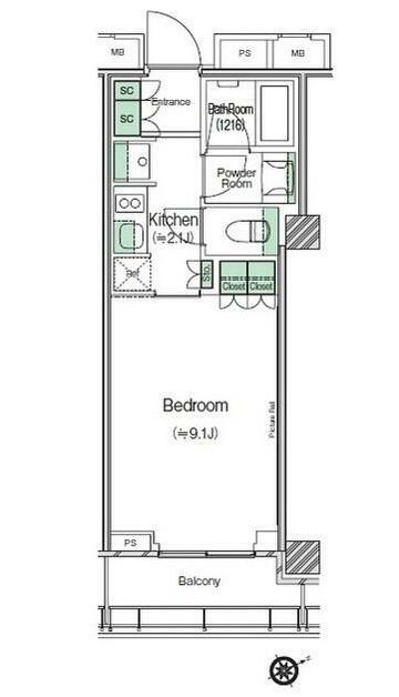 SHIBUYACAST. APARTMENT(1K/15階)の間取り写真