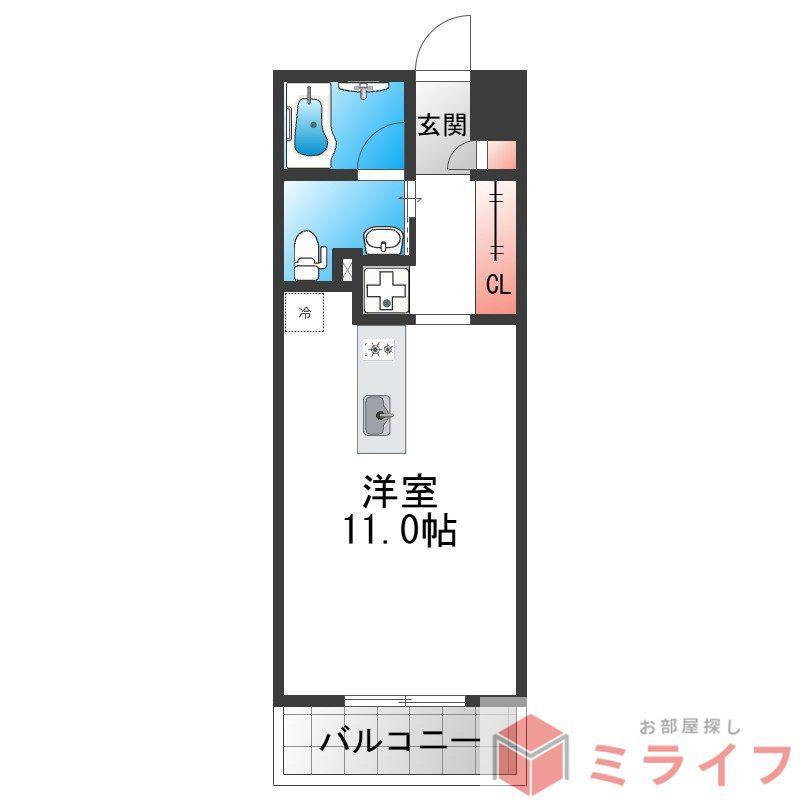 アリビオ北巽(ワンルーム/6階)の間取り写真