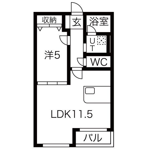 フレシールI(1LDK/2階)の間取り写真