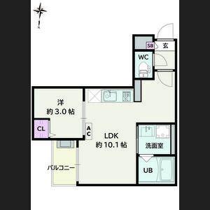 JACK SHINKAIIV(1LDK/3階)の間取り写真