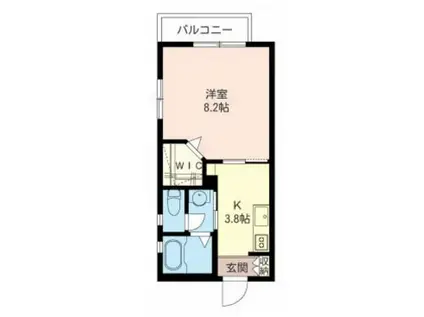 ドリーミオ上大岡(1K/2階)の間取り写真