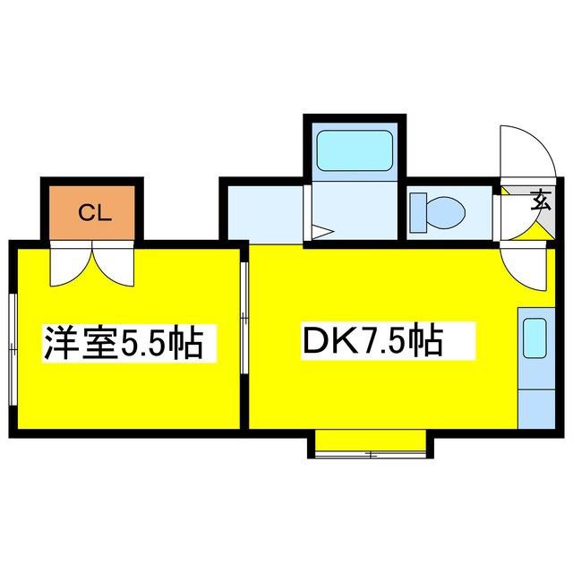カーサ北7(1DK/3階)の間取り写真