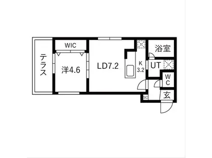 BALBONI山鼻(1LDK/1階)の間取り写真