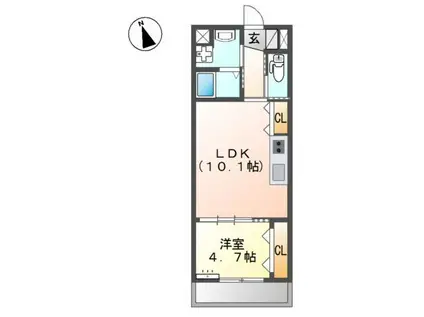 パルティール・フェンテ(1LDK/1階)の間取り写真