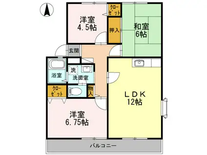 サン・トゥール溝田(3LDK/2階)の間取り写真