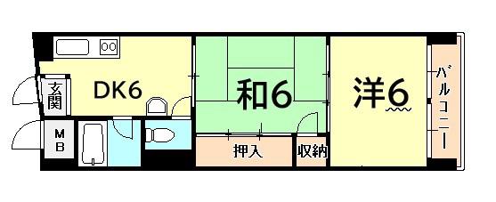 サムティ青木(2DK/3階)の間取り写真