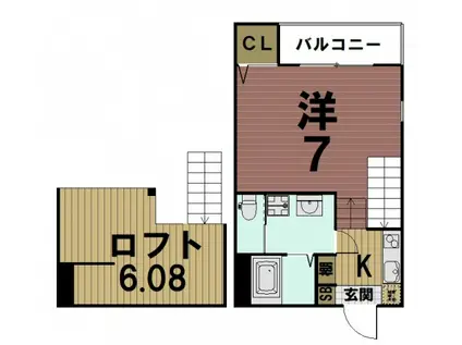 ハーモニーテラス椥辻封シ川町II(1K/1階)の間取り写真