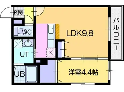 ラグゼ山の手(1LDK/3階)の間取り写真