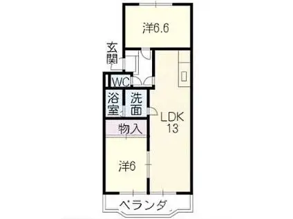 エトワール小山(2LDK/3階)の間取り写真