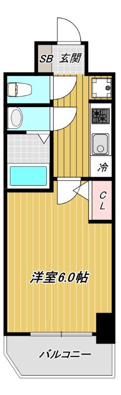 アドバンス神戸ラシュレ(1K/12階)の間取り写真